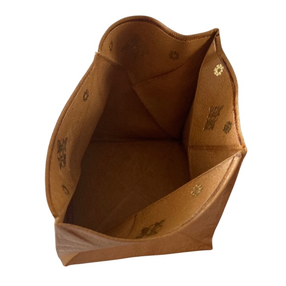 Vintage Italian Florentine Gold Embossed Brown Leather Square Folding Coin Pouch - Picture 3 of 4